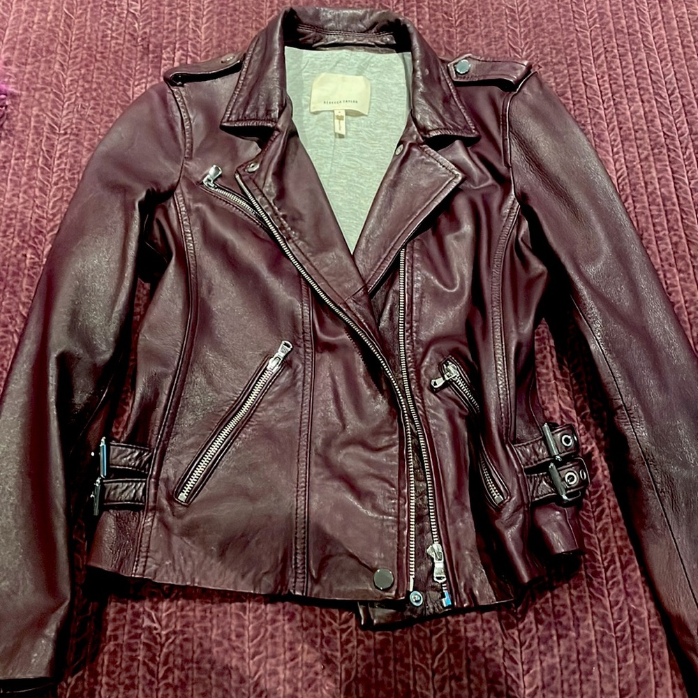 Size 4 Rebecca Taylor rich purple supple soft leather jacket.